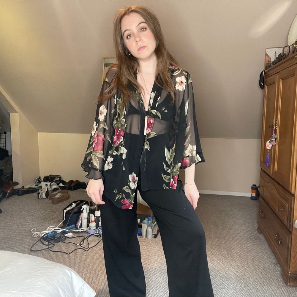 Floral see through shirt